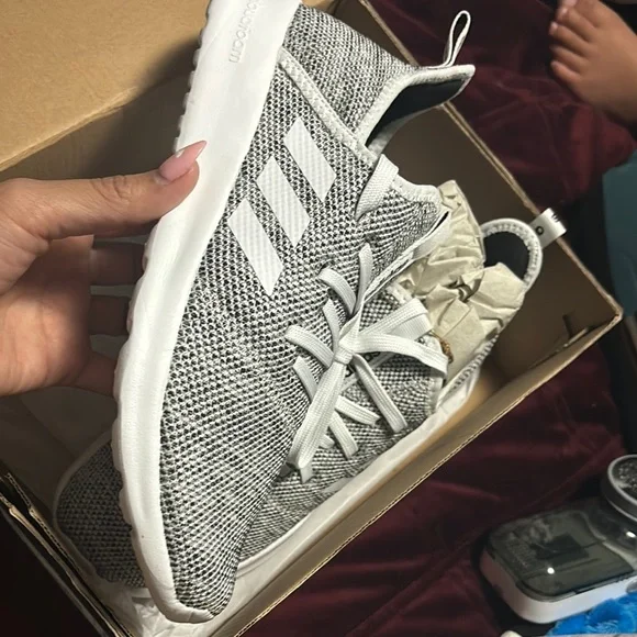 Adidas White and Black Knit Sneakers - Picture 2 of 2